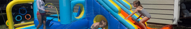 AKEYDIY Bounce House, 15-in-1 Inflatable Water Slides Bounce