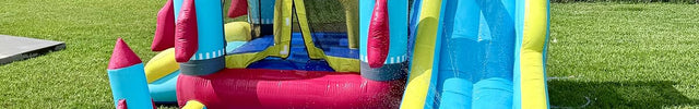 AKEYDIY Bounce House, Pastel Inflatable Bounce House with Slide - side angle