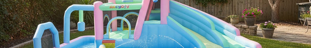 AKEYDIY Inflatable Bounce House Double Slides for Kids, Giant Bounce Castle 21.3FT x14.7FT with Pool Akeydiy