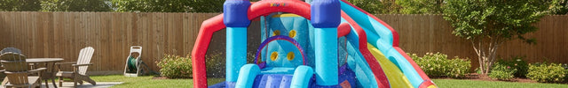 AKEYDIY Inflatable Bounce House with Slide 10 in 1 Kids Bounce House Water Slide Blue Royal Bouncy Castle for Kids Gift - fro