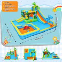 AKEYDIY Bounce House Water Slide Dinosaur Water Park with Pool and Slide